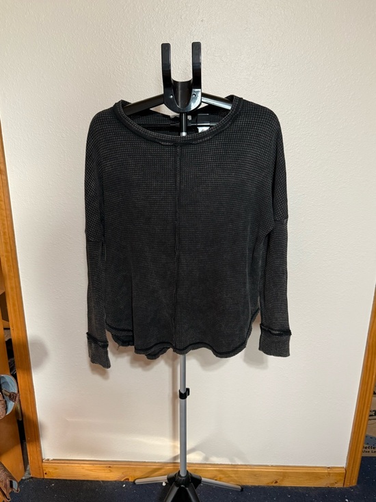 Zenana Outfitters Tops - Zenana Outfitters Black Waffle Knit Long Sleeve Top